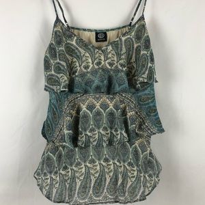 Bobeau Layered Ruffle Paisley Tank Top XL